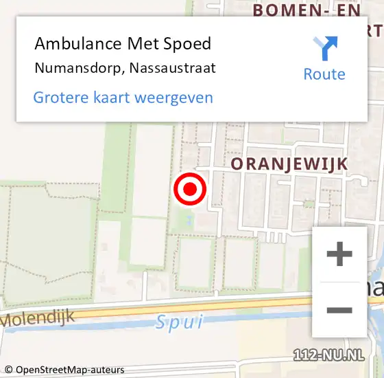Locatie op kaart van de 112 melding: Ambulance Met Spoed Naar Numansdorp, Nassaustraat op 12 juli 2023 11:01