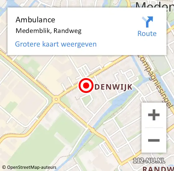 Locatie op kaart van de 112 melding: Ambulance Medemblik, Randweg op 12 juli 2023 11:13