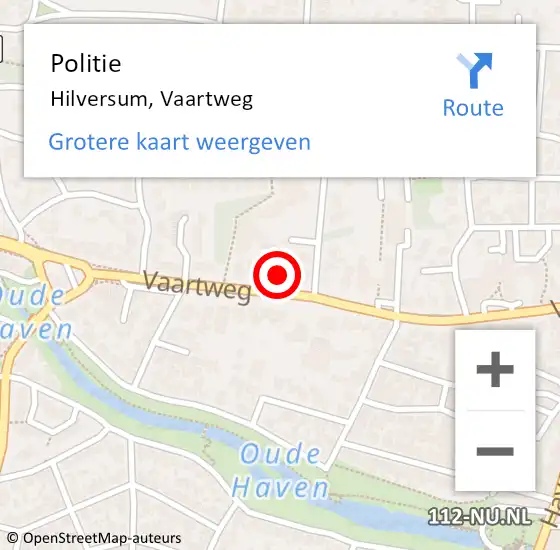 Locatie op kaart van de 112 melding: Politie Hilversum, Vaartweg op 12 juli 2023 11:19