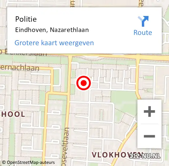 Locatie op kaart van de 112 melding: Politie Eindhoven, Nazarethlaan op 12 juli 2023 12:11