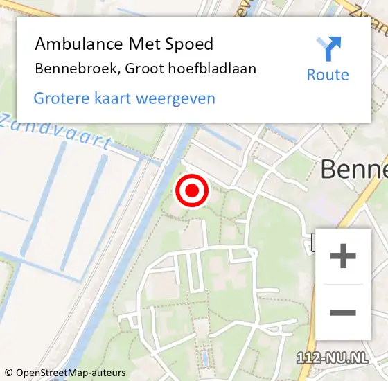 Locatie op kaart van de 112 melding: Ambulance Met Spoed Naar Bennebroek, Groot hoefbladlaan op 12 juli 2023 12:14