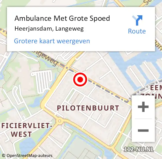 Locatie op kaart van de 112 melding: Ambulance Met Grote Spoed Naar Heerjansdam, Langeweg op 12 juli 2023 12:22