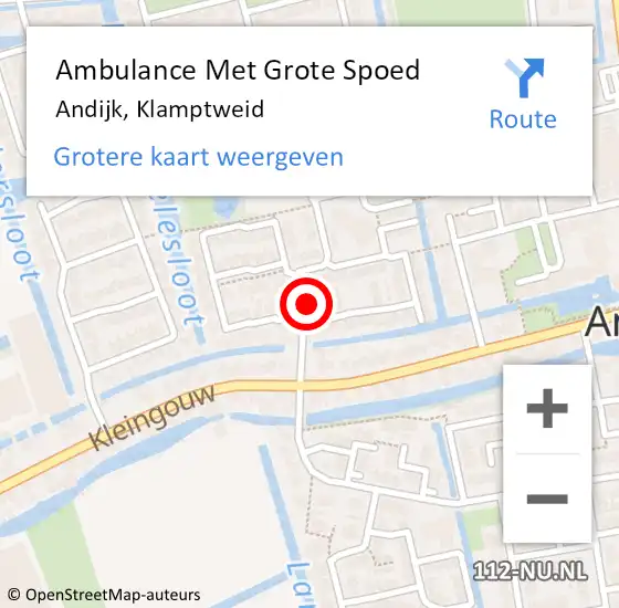 Locatie op kaart van de 112 melding: Ambulance Met Grote Spoed Naar Andijk, Klamptweid op 12 juli 2023 13:10