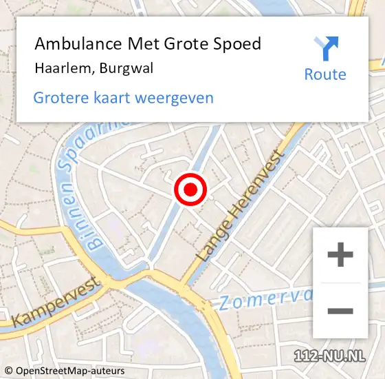 Locatie op kaart van de 112 melding: Ambulance Met Grote Spoed Naar Haarlem, Burgwal op 12 juli 2023 13:27