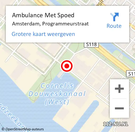 Locatie op kaart van de 112 melding: Ambulance Met Spoed Naar Amsterdam, Programmeurstraat op 12 juli 2023 13:32