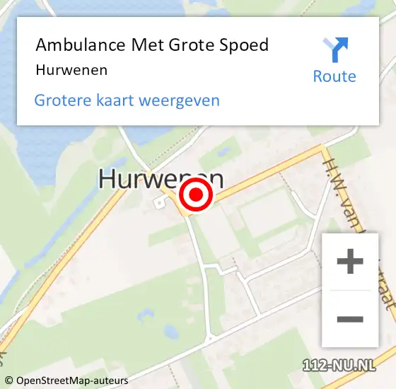 Locatie op kaart van de 112 melding: Ambulance Met Grote Spoed Naar Hurwenen op 12 juli 2023 13:34