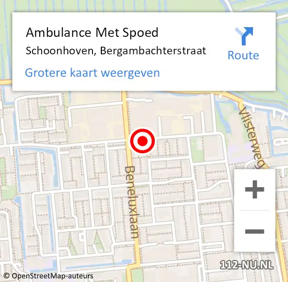 Locatie op kaart van de 112 melding: Ambulance Met Spoed Naar Schoonhoven, Bergambachterstraat op 12 juli 2023 13:39