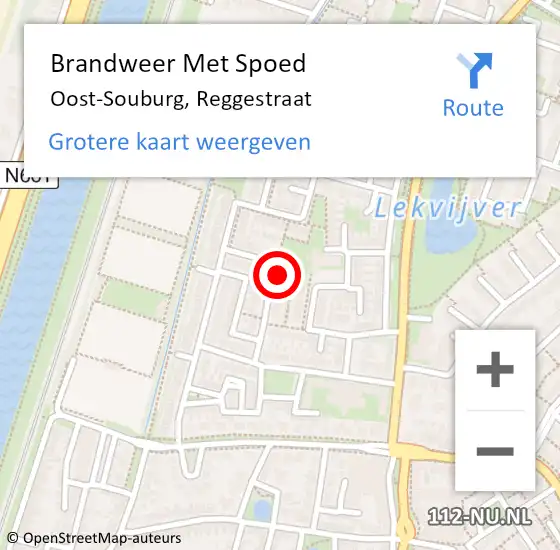 Locatie op kaart van de 112 melding: Brandweer Met Spoed Naar Oost-Souburg, Reggestraat op 12 juli 2023 13:47