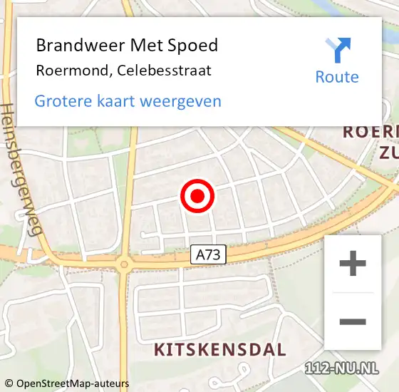 Locatie op kaart van de 112 melding: Brandweer Met Spoed Naar Roermond, Celebesstraat op 12 juli 2023 13:49