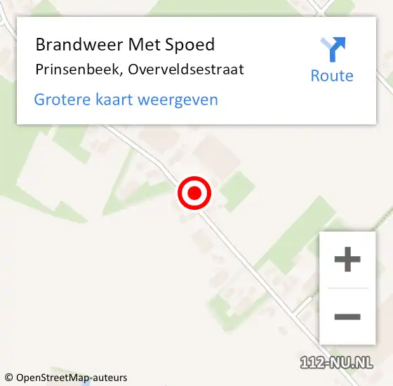 Locatie op kaart van de 112 melding: Brandweer Met Spoed Naar Prinsenbeek, Overveldsestraat op 12 juli 2023 14:09