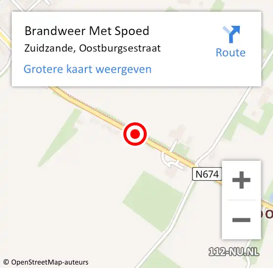 Locatie op kaart van de 112 melding: Brandweer Met Spoed Naar Zuidzande, Oostburgsestraat op 1 september 2014 13:37