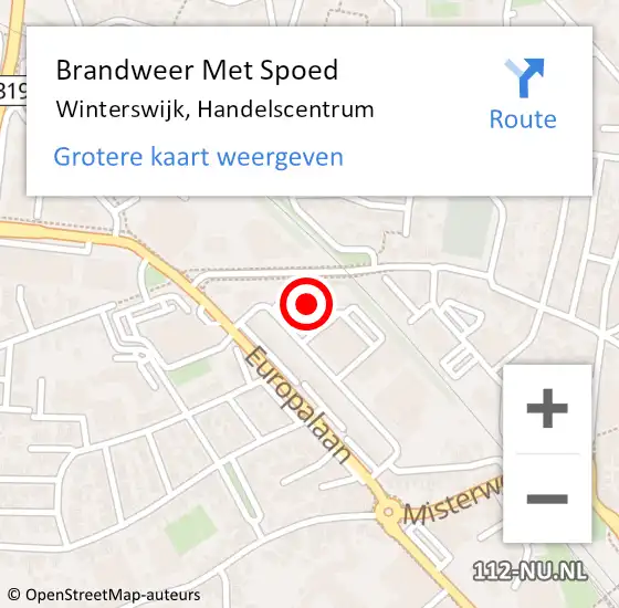 Locatie op kaart van de 112 melding: Brandweer Met Spoed Naar Winterswijk, Handelscentrum op 12 juli 2023 14:23