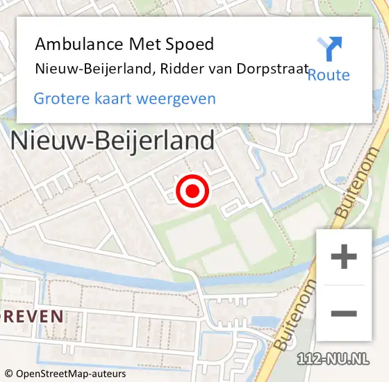 Locatie op kaart van de 112 melding: Ambulance Met Spoed Naar Nieuw-Beijerland, Ridder van Dorpstraat op 12 juli 2023 14:30