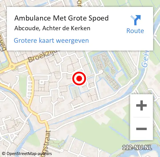Locatie op kaart van de 112 melding: Ambulance Met Grote Spoed Naar Abcoude, Achter de Kerken op 12 juli 2023 14:34