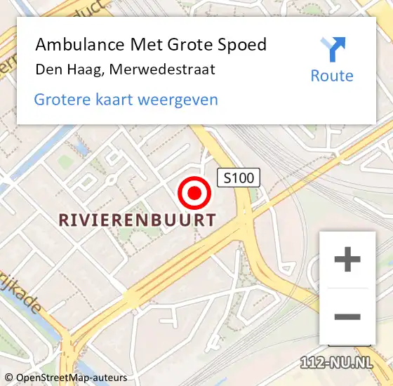 Locatie op kaart van de 112 melding: Ambulance Met Grote Spoed Naar Den Haag, Merwedestraat op 12 juli 2023 14:43