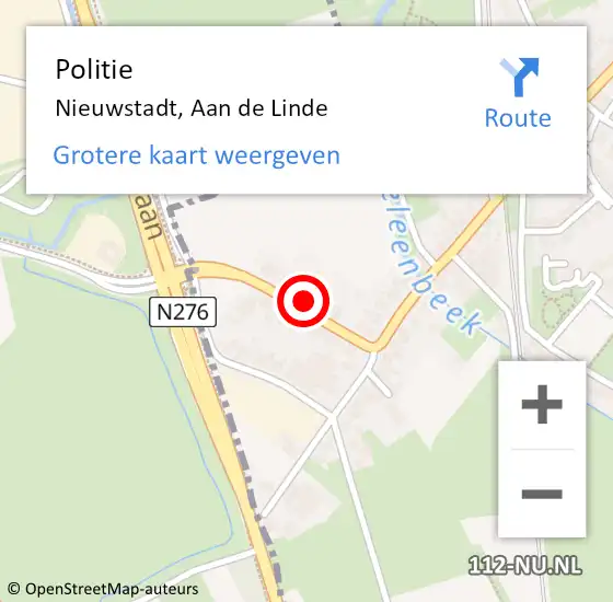 Locatie op kaart van de 112 melding: Politie Nieuwstadt, Aan de Linde op 12 juli 2023 14:56