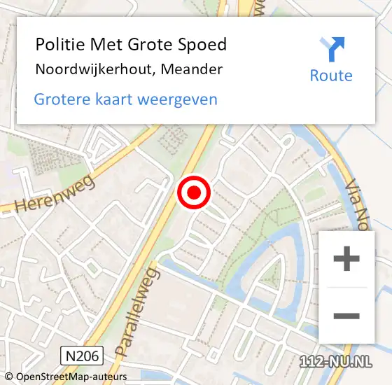 Locatie op kaart van de 112 melding: Politie Met Grote Spoed Naar Noordwijkerhout, Meander op 12 juli 2023 15:00