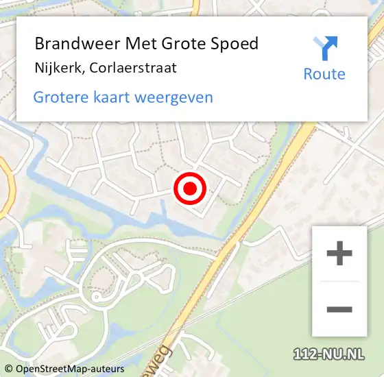 Locatie op kaart van de 112 melding: Brandweer Met Grote Spoed Naar Nijkerk, Corlaerstraat op 12 juli 2023 15:16