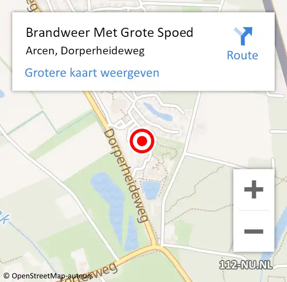 Locatie op kaart van de 112 melding: Brandweer Met Grote Spoed Naar Arcen, Dorperheideweg op 12 juli 2023 15:16