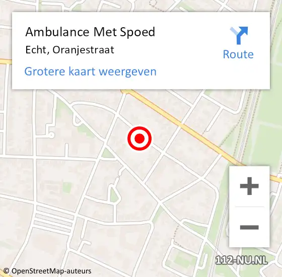 Locatie op kaart van de 112 melding: Ambulance Met Spoed Naar Echt, Oranjestraat op 12 juli 2023 15:20