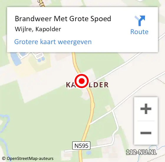 Locatie op kaart van de 112 melding: Brandweer Met Grote Spoed Naar Wijlre, Kapolder op 12 juli 2023 15:25