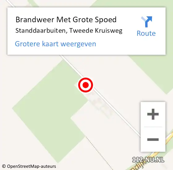 Locatie op kaart van de 112 melding: Brandweer Met Grote Spoed Naar Standdaarbuiten, Tweede Kruisweg op 12 juli 2023 15:36