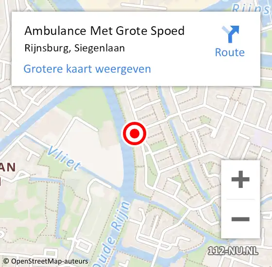 Locatie op kaart van de 112 melding: Ambulance Met Grote Spoed Naar Rijnsburg, Siegenlaan op 12 juli 2023 16:12