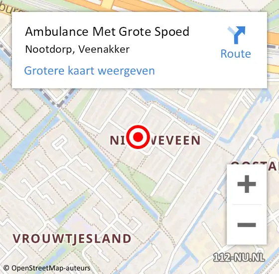 Locatie op kaart van de 112 melding: Ambulance Met Grote Spoed Naar Nootdorp, Veenakker op 12 juli 2023 16:23