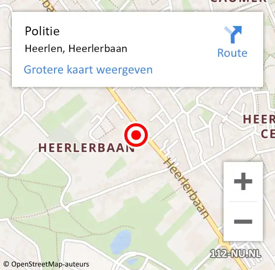 Locatie op kaart van de 112 melding: Politie Heerlen, Heerlerbaan op 12 juli 2023 16:24
