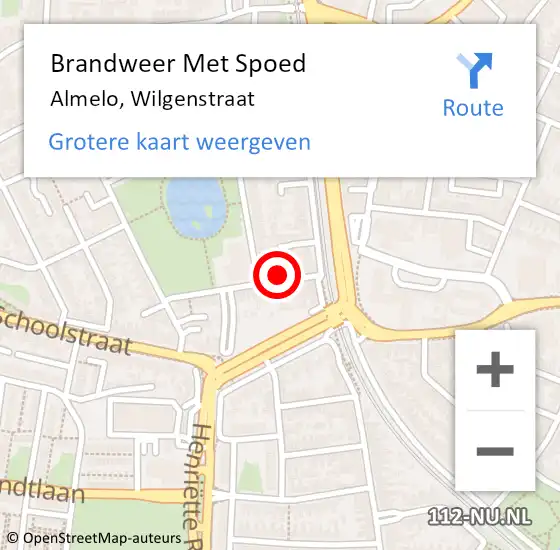 Locatie op kaart van de 112 melding: Brandweer Met Spoed Naar Almelo, Wilgenstraat op 12 juli 2023 16:38