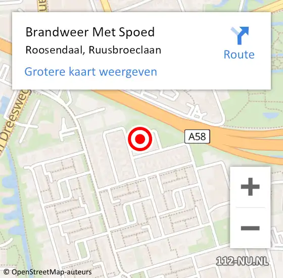 Locatie op kaart van de 112 melding: Brandweer Met Spoed Naar Roosendaal, Ruusbroeclaan op 12 juli 2023 16:46