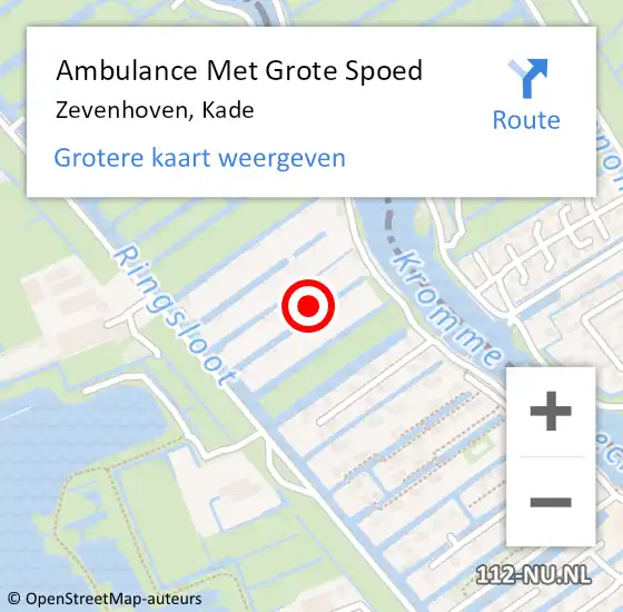 Locatie op kaart van de 112 melding: Ambulance Met Grote Spoed Naar Zevenhoven, Kade op 12 juli 2023 16:52