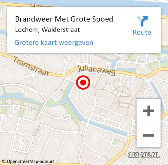 Locatie op kaart van de 112 melding: Brandweer Met Grote Spoed Naar Lochem, Walderstraat op 12 juli 2023 17:13