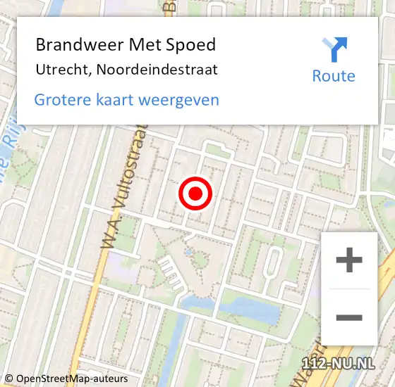 Locatie op kaart van de 112 melding: Brandweer Met Spoed Naar Utrecht, Noordeindestraat op 12 juli 2023 17:30