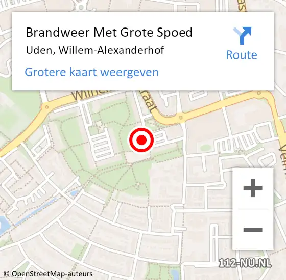 Locatie op kaart van de 112 melding: Brandweer Met Grote Spoed Naar Uden, Willem-Alexanderhof op 12 juli 2023 17:51