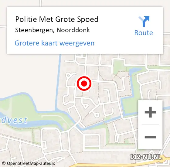 Locatie op kaart van de 112 melding: Politie Met Grote Spoed Naar Steenbergen, Noorddonk op 12 juli 2023 17:55