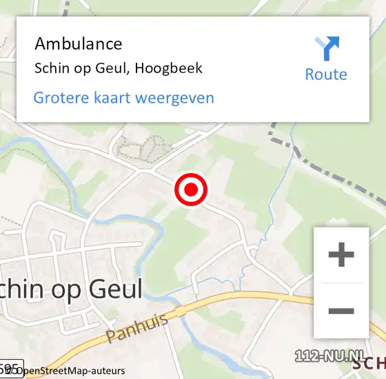 Locatie op kaart van de 112 melding: Ambulance Schin op Geul, Hoogbeek op 1 september 2014 14:02