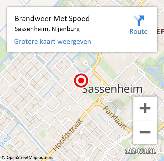 Locatie op kaart van de 112 melding: Brandweer Met Spoed Naar Sassenheim, Nijenburg op 12 juli 2023 18:05