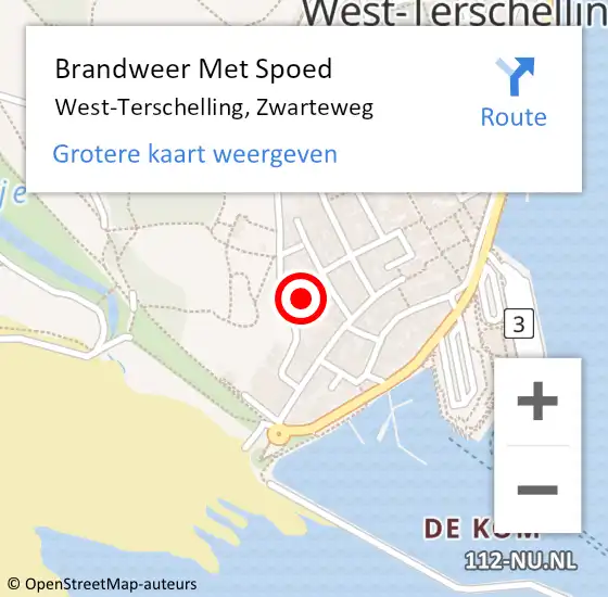 Locatie op kaart van de 112 melding: Brandweer Met Spoed Naar West-Terschelling, Zwarteweg op 12 juli 2023 18:12