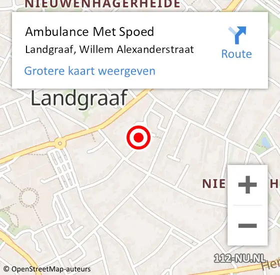 Locatie op kaart van de 112 melding: Ambulance Met Spoed Naar Landgraaf, Willem Alexanderstraat op 1 september 2014 14:04