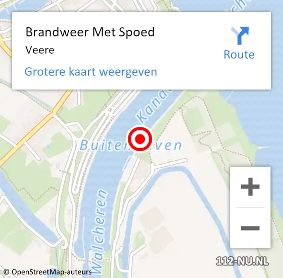 Locatie op kaart van de 112 melding: Brandweer Met Spoed Naar Veere op 12 juli 2023 18:34