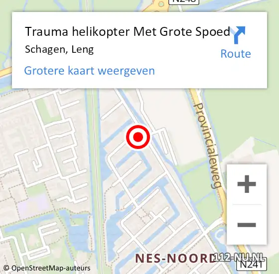 Locatie op kaart van de 112 melding: Trauma helikopter Met Grote Spoed Naar Schagen, Leng op 12 juli 2023 18:43