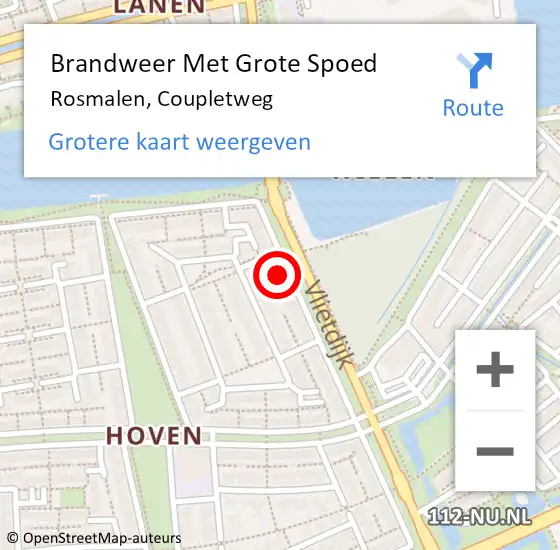 Locatie op kaart van de 112 melding: Brandweer Met Grote Spoed Naar Rosmalen, Coupletweg op 12 juli 2023 18:54