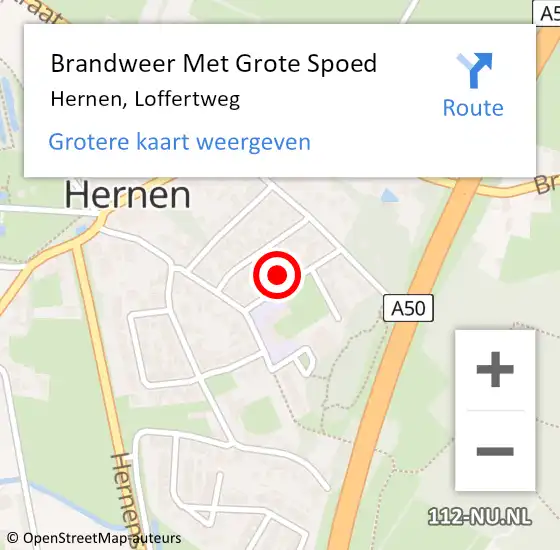 Locatie op kaart van de 112 melding: Brandweer Met Grote Spoed Naar Hernen, Loffertweg op 12 juli 2023 19:02