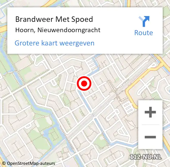 Locatie op kaart van de 112 melding: Brandweer Met Spoed Naar Hoorn, Nieuwendoorngracht op 12 juli 2023 19:51