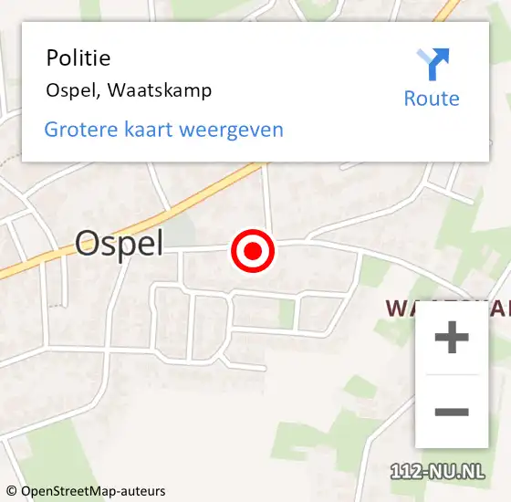 Locatie op kaart van de 112 melding: Politie Ospel, Waatskamp op 12 juli 2023 20:33