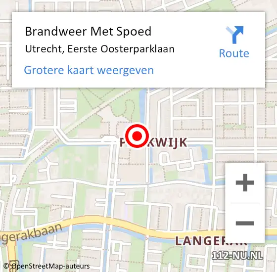 Locatie op kaart van de 112 melding: Brandweer Met Spoed Naar Utrecht, Eerste Oosterparklaan op 12 juli 2023 20:41