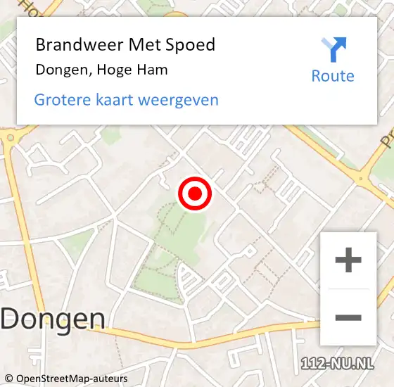 Locatie op kaart van de 112 melding: Brandweer Met Spoed Naar Dongen, Hoge Ham op 13 oktober 2013 11:09