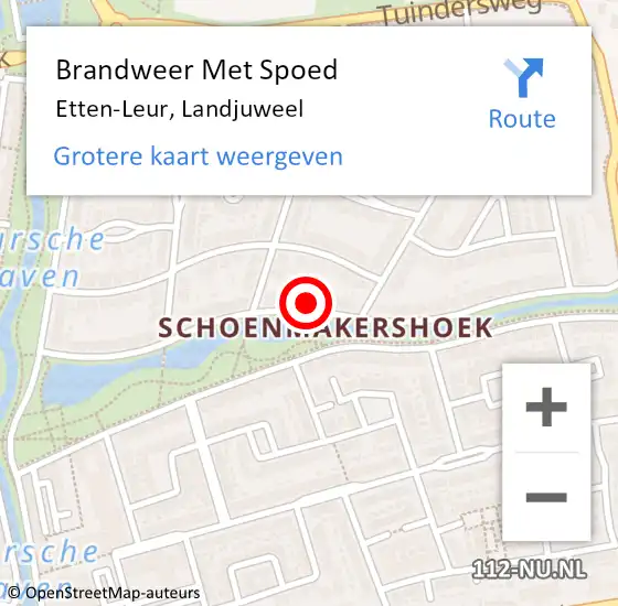 Locatie op kaart van de 112 melding: Brandweer Met Spoed Naar Etten-Leur, Landjuweel op 12 juli 2023 20:41