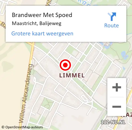 Locatie op kaart van de 112 melding: Brandweer Met Spoed Naar Maastricht, Balijeweg op 12 juli 2023 20:48